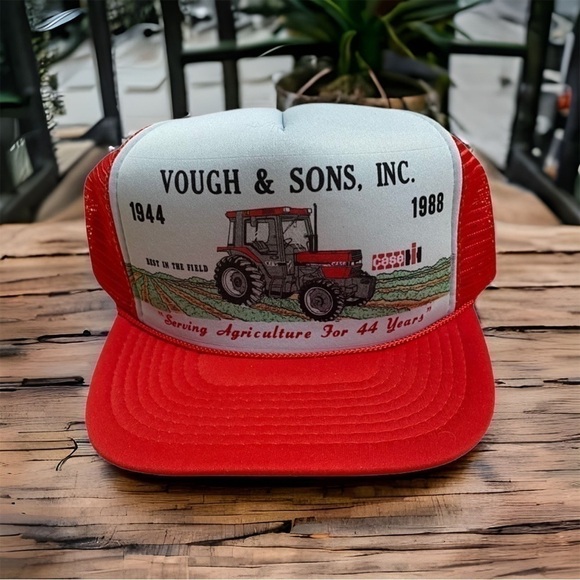 Vintage Trucker Hat Farm Tractor Snap Back Red Case Harvester - Picture 1 of 9
